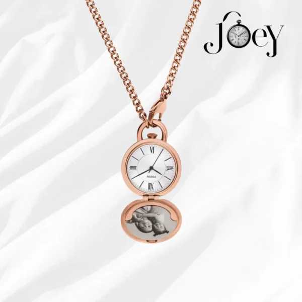 Fossil Jacqueline Rose Gold Watch Locket Necklace