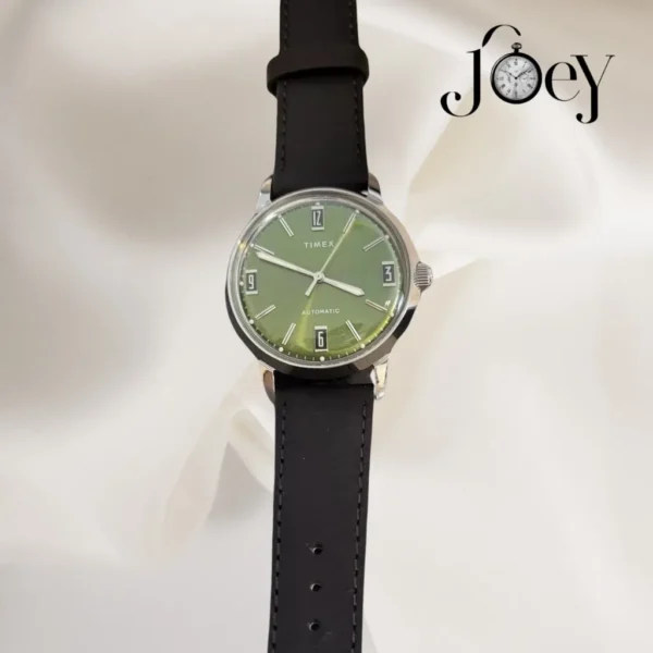 Timex Marlin Automatic 40mm Green - Green Dial Black Leather Strap Watch